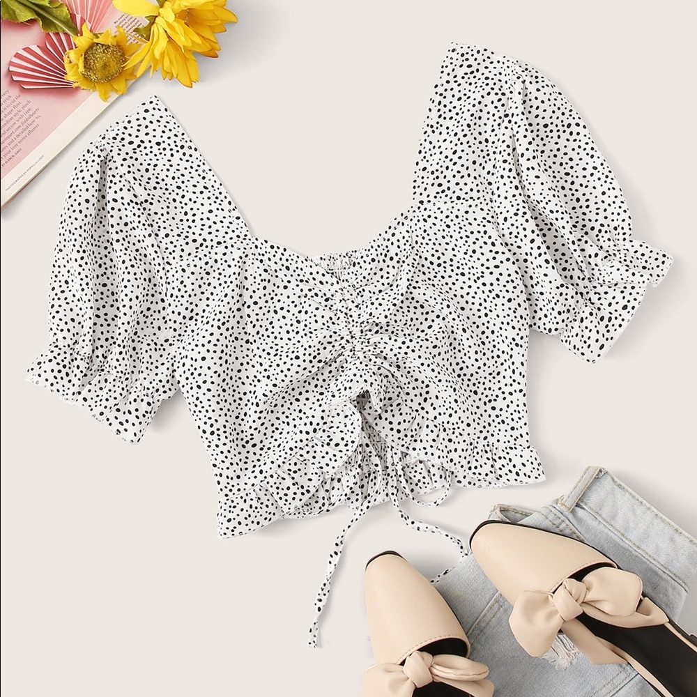 Speckled drawstring shein crop top